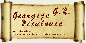 Georgije Mitulović vizit kartica